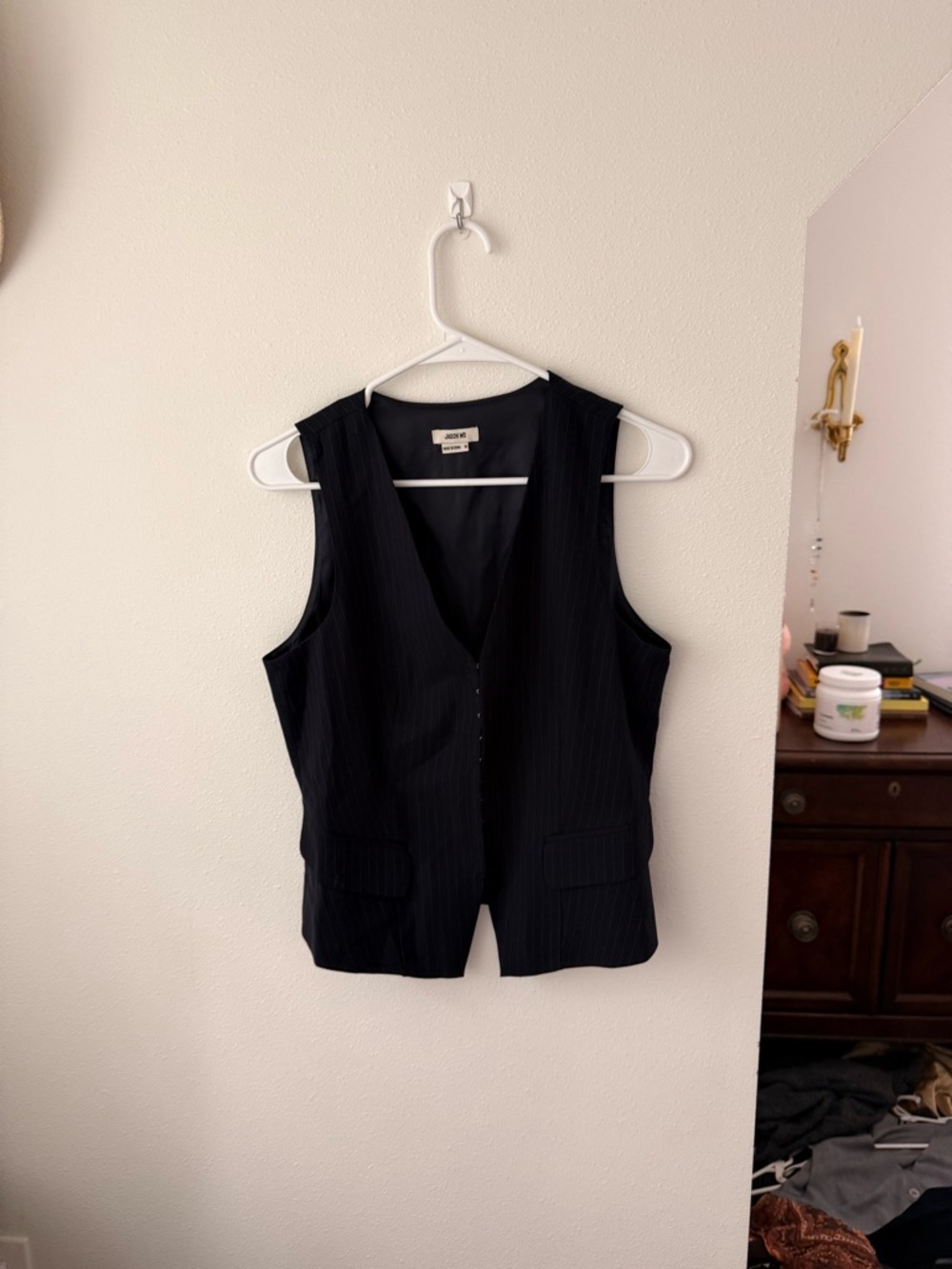 Jason Wu Navy Pinstripe hook and eye Vest top